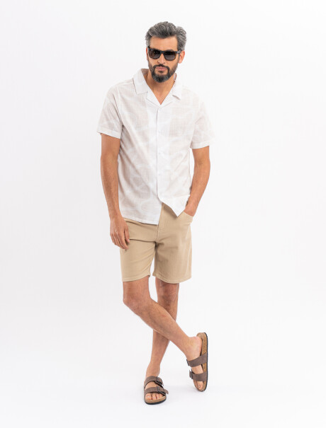Camisa m/c rustica beige