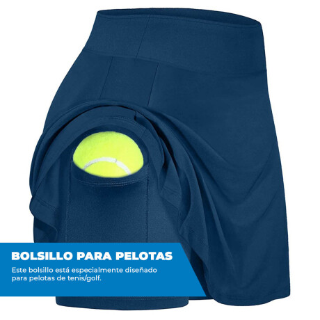 Pollera Deportiva Calza Corta Con Bolsillo X2 Dama Negro-Azul