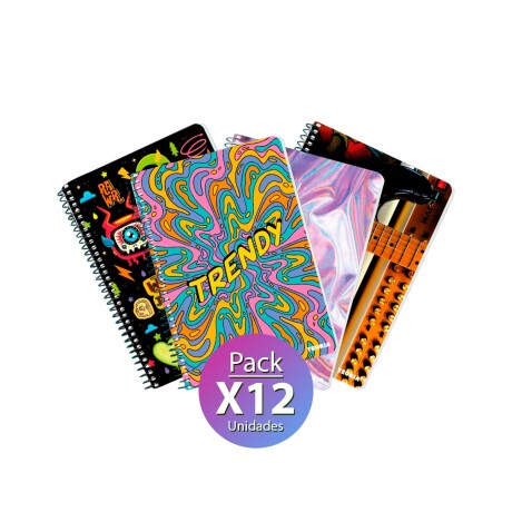 Pack de 12 Cuadernolas Teoría+ de tapa dura 100 hojas 18 Diseños Surtidos variado