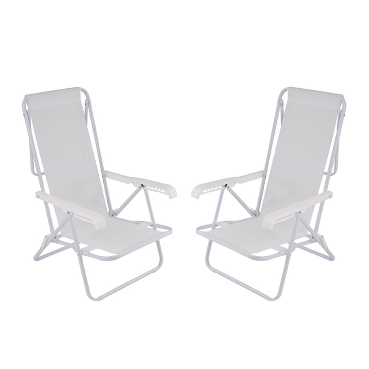 Kit 2 Reposeras Reclinables 8 Posiciones Acero Mor Sannet - Blanco 