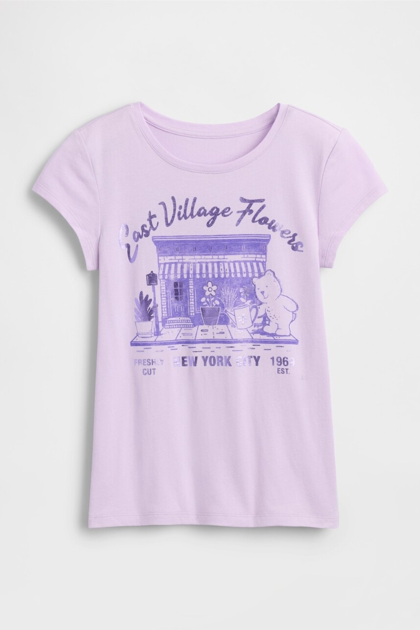 Remera Gráfico Manga Corta Niña Pale Lilac