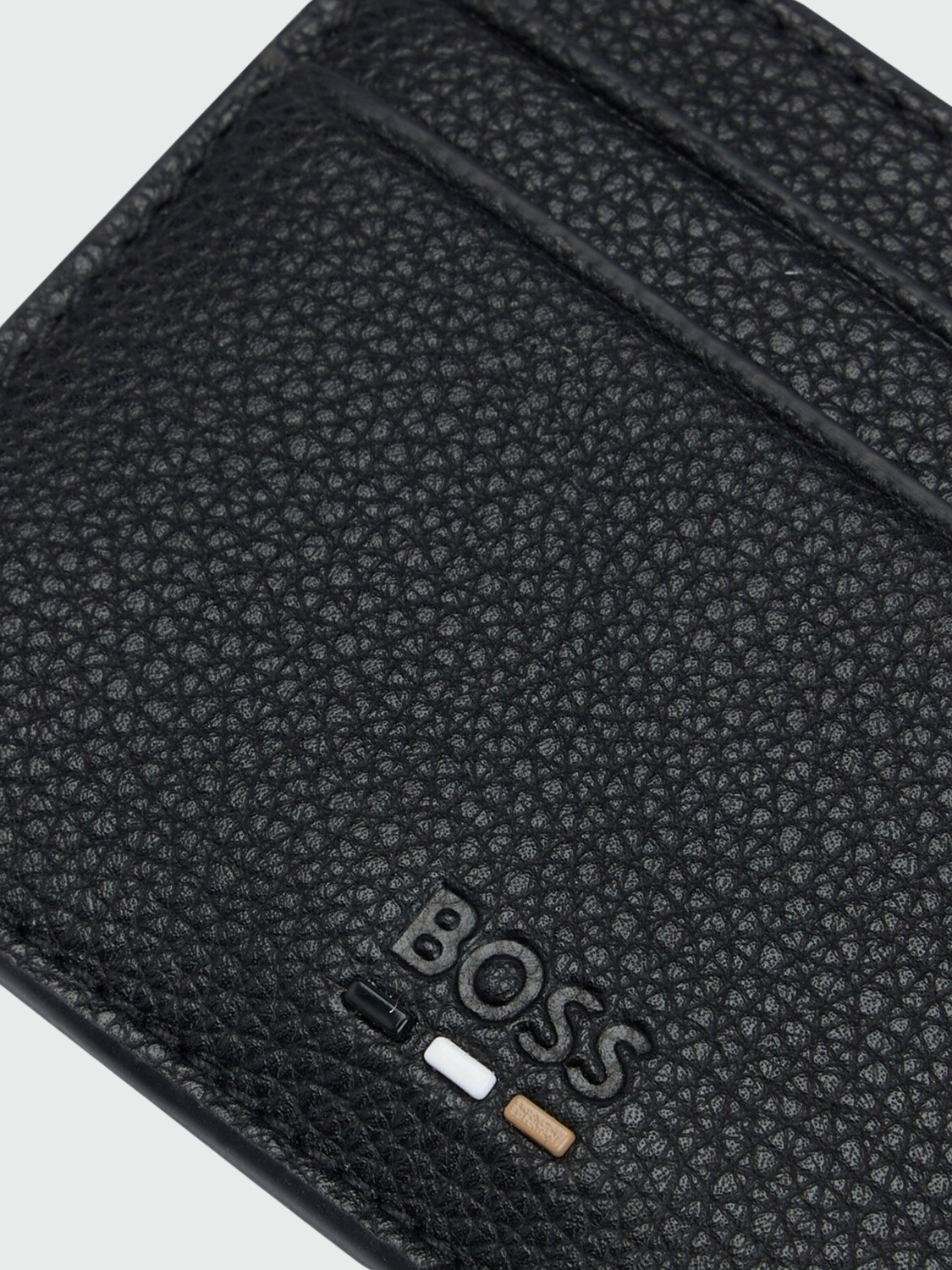 BOSS - Tarjetero con rayas distintivas en piel sintética granulada 0