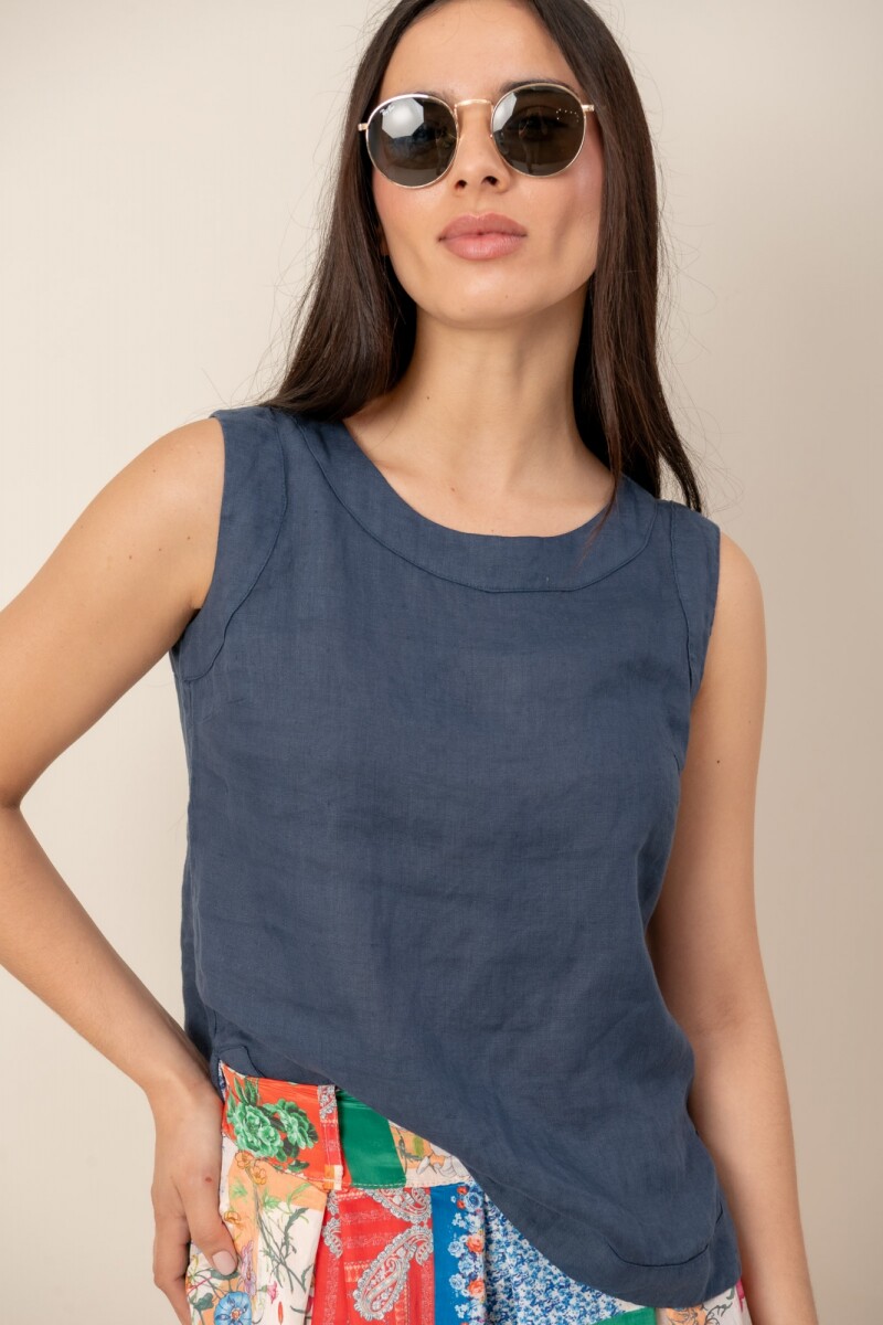 Musculosa lino - Azul 