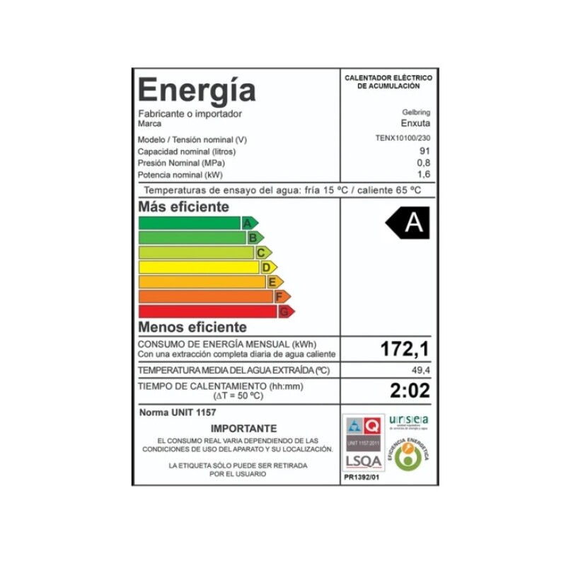 Termotanque Calefón Enxuta Tenx21100 100 litros Termotanque Calefón Enxuta Tenx21100 100 Litros