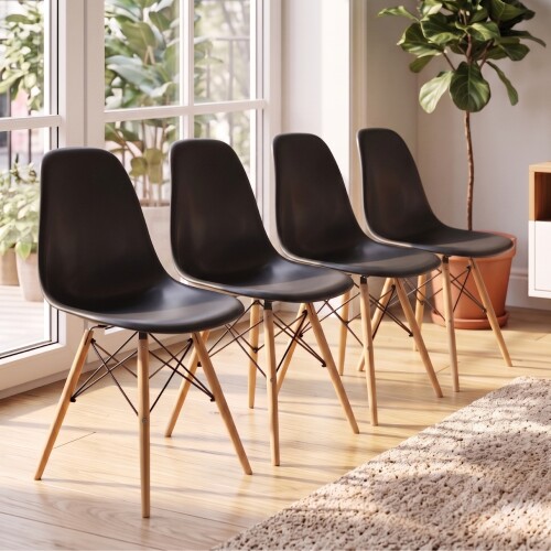 Silla Eames Pack 4 Unidades Calidad Premium Negro