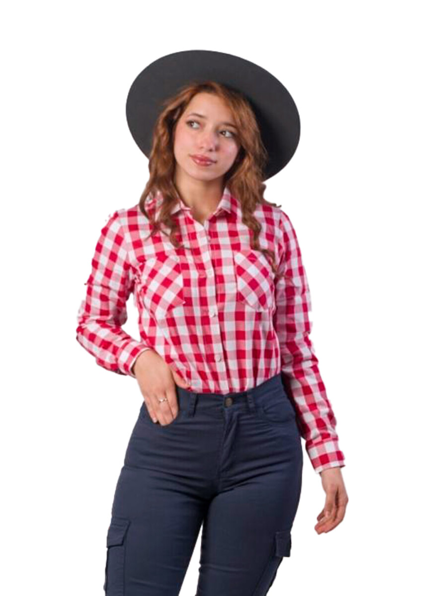 Camisa dama - cuadrille rojo grande 