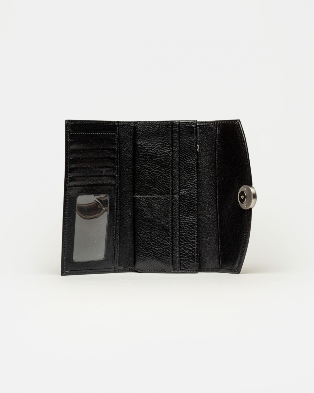 Billetera The Circle en cuero liso satinado Negro
