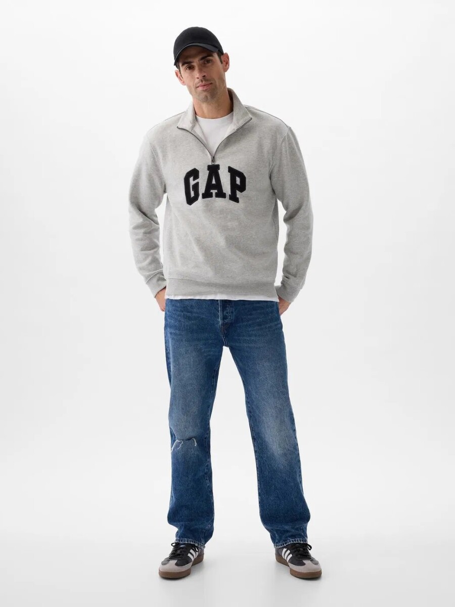Buzo Deportivo Medio Cierre Logo Gap Hombre - Light Heather Grey B08 