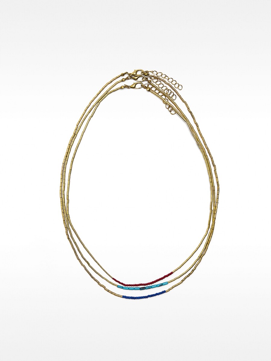 Set De Collares Cortos Con Piedras multicolor