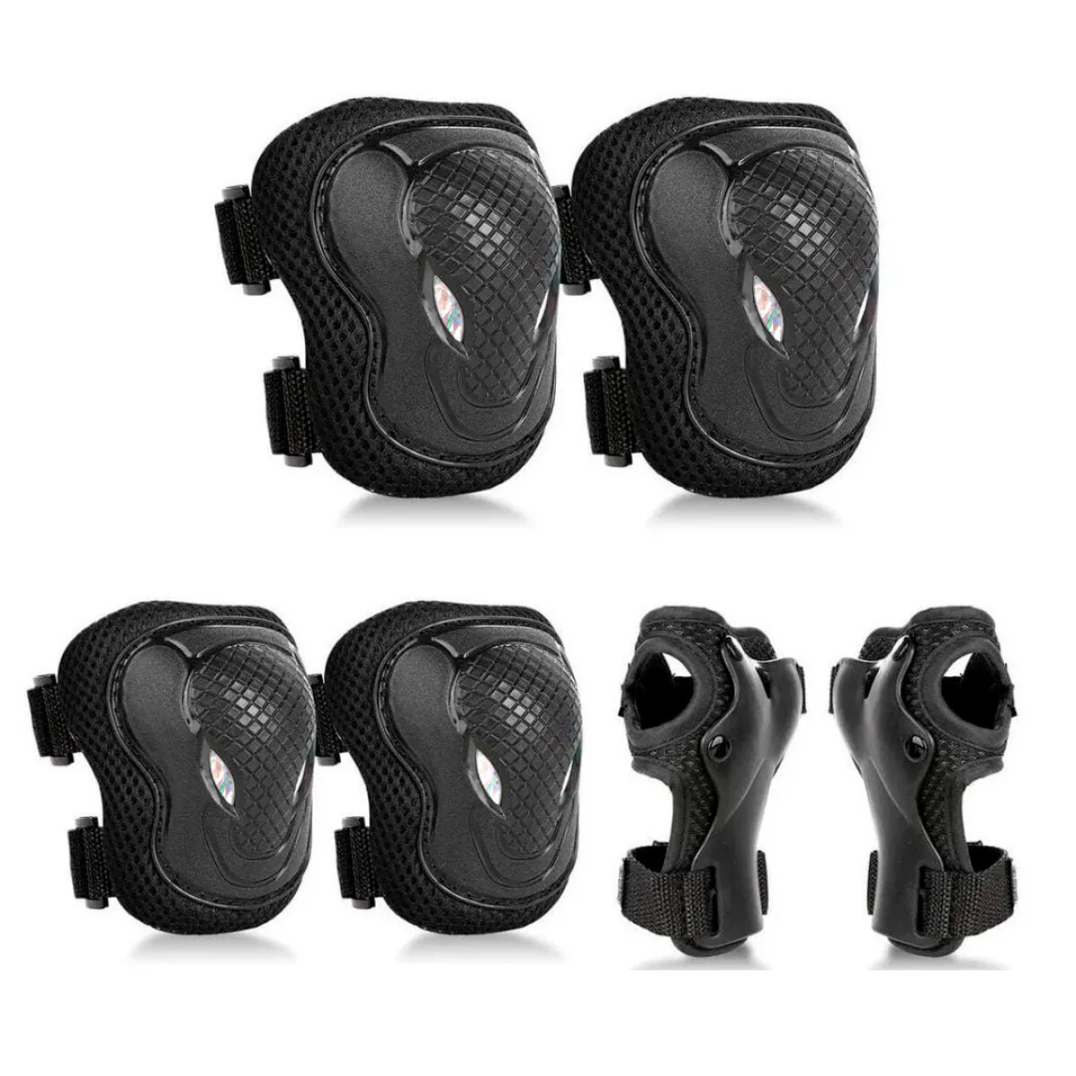 Set de Protección de 2 Rodilleras 2 Coderas 2 muñequeras Negro 