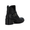 Country Bota Mujer De Cuero Tira C/ Hebilla Y Taco Cuadrado Negro