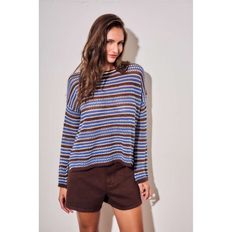 Sweater Rayado Texturado Azul