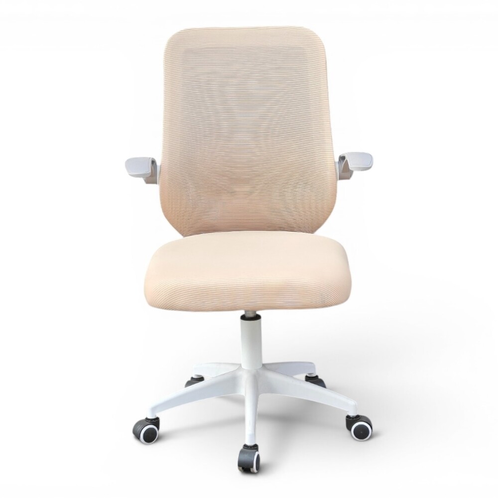 SILLA OFICINA ERGONÓMICA GIRATORIA REGULABLE CON RUEDAS BEIGE