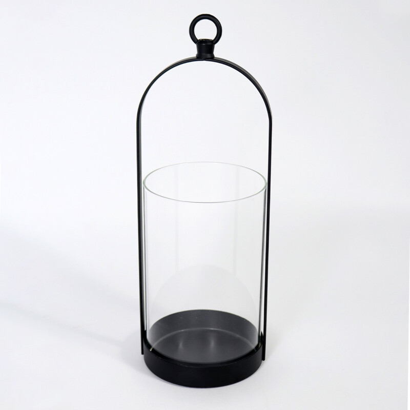 PORTA VELA METAL NEGRO/VIDRIO 10X10X27CM Unica