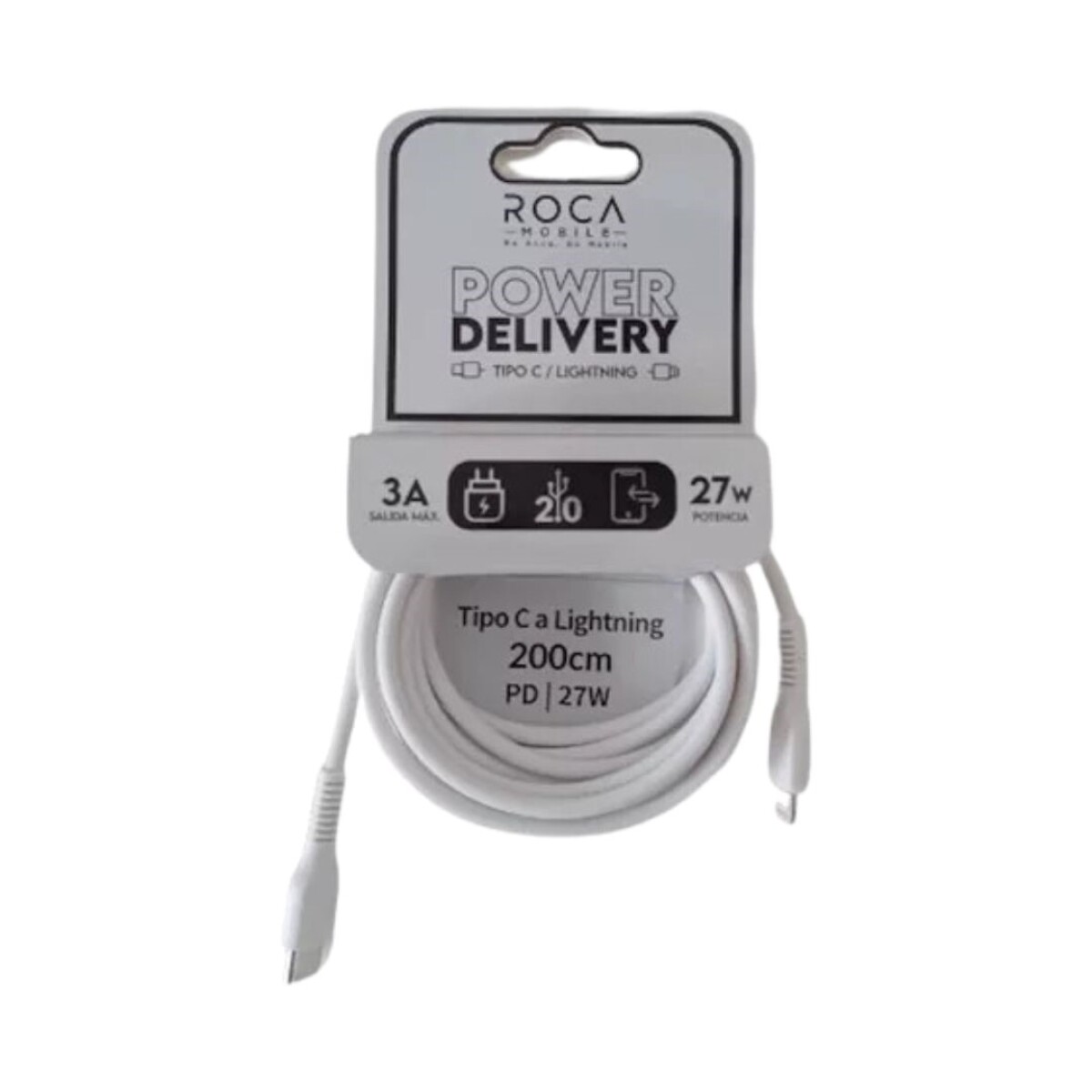 CABLE DE DATOS TIPO-C A TIPO-C 2M ROCA - Blanco 