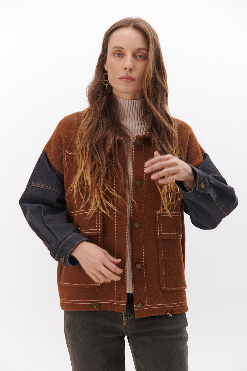 CAMPERA DENIM MESH CARAMELO