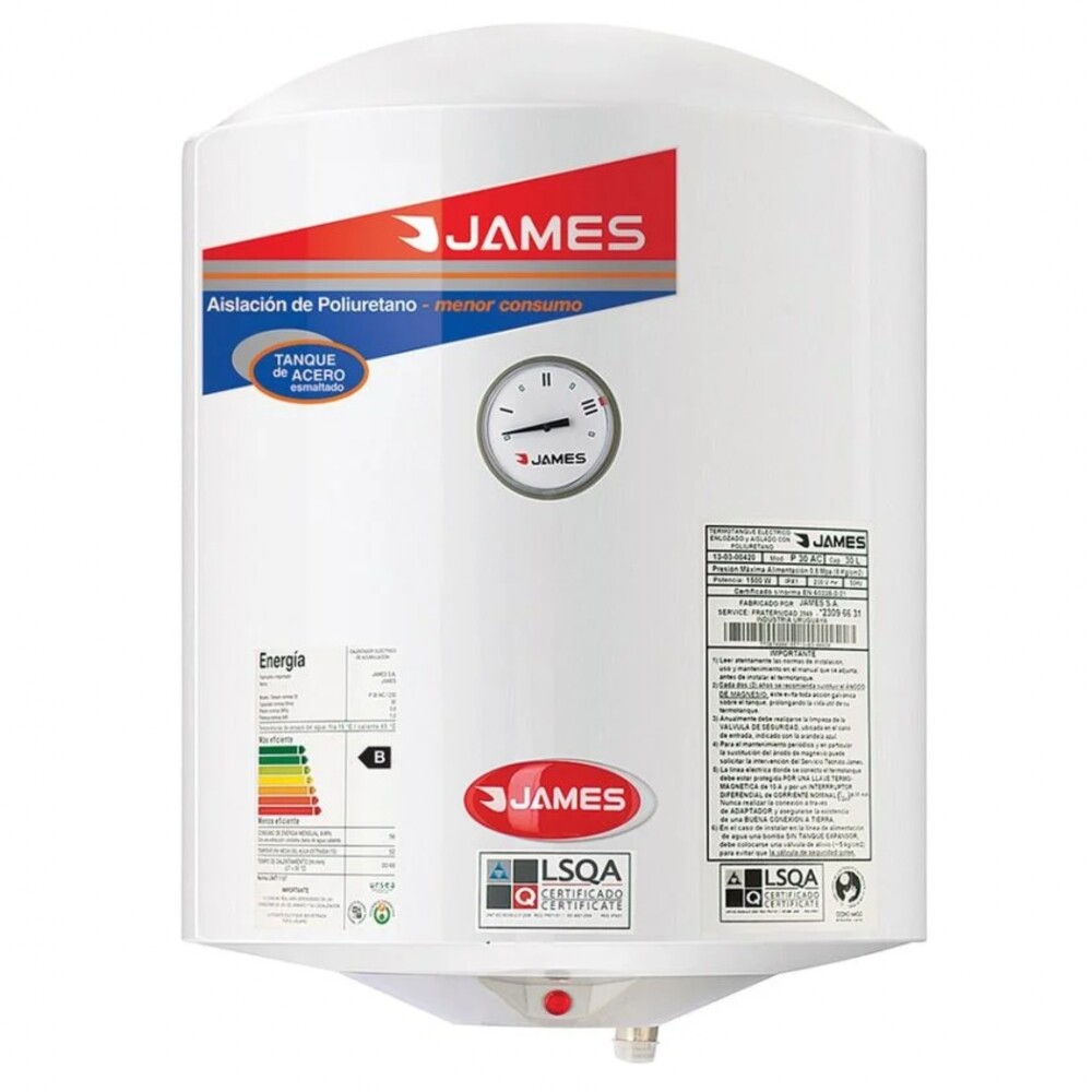 Termotanque - James 30 Lts Acero Cilindrico Termotanque - James 30 Lts Acero Cilindrico