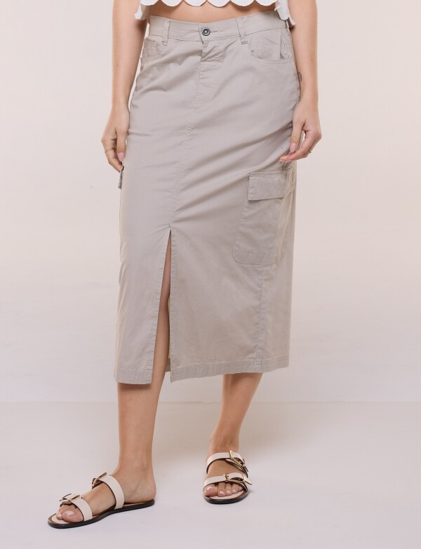 Falda Cargo Con Cintura Elastizada BEIGE