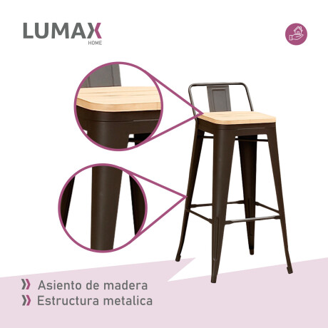 Pack 4 Taburetes Tolix con Respaldo y Asiento de Madera Lumax Negro