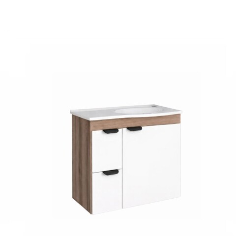 Mueble de baño suspendido Margarita Blanco 60 cm con bacha de resina Mueble De Baño Suspendido Margarita Blanco 60 Cm Con Bacha De Resina