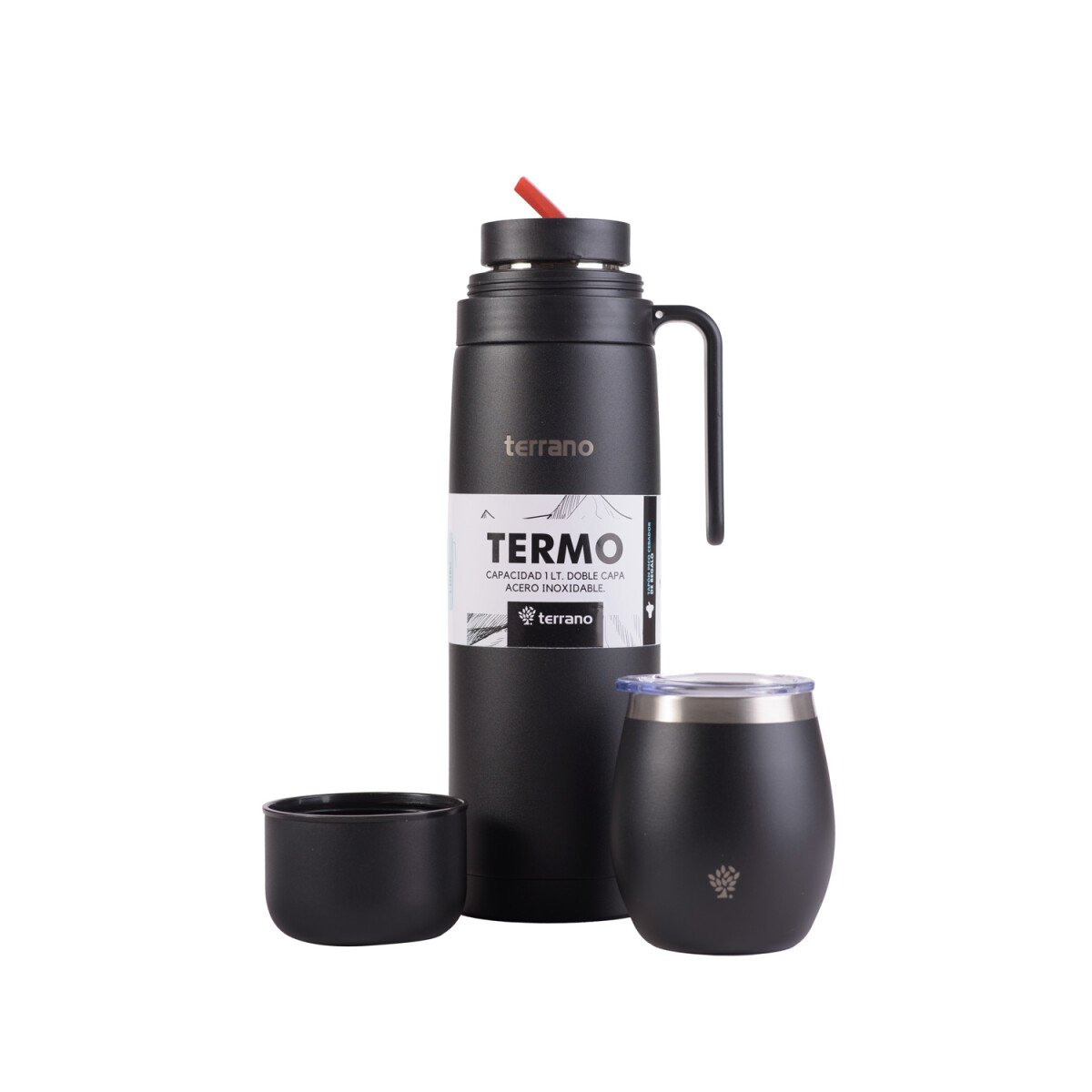Kit Termo Manija Rigida + Mate con Tapa - Negro 