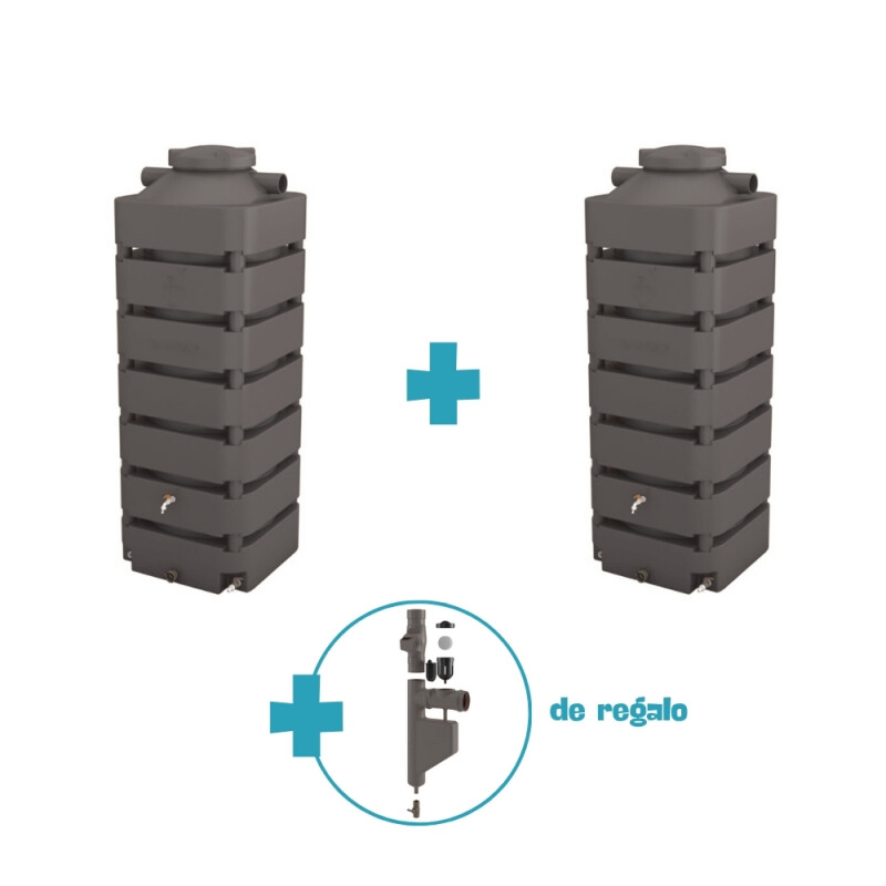 2 Colectores de Agua + Filtro de Regalo 1050 lts. Negro