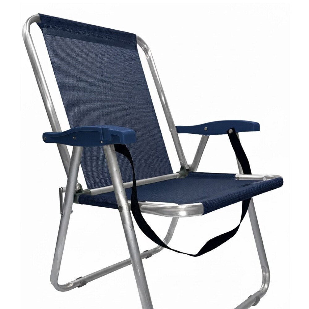 Sillón Alto playa en Aluminio c/ Correa Reforzado Hasta 140 Kg Max AZUL