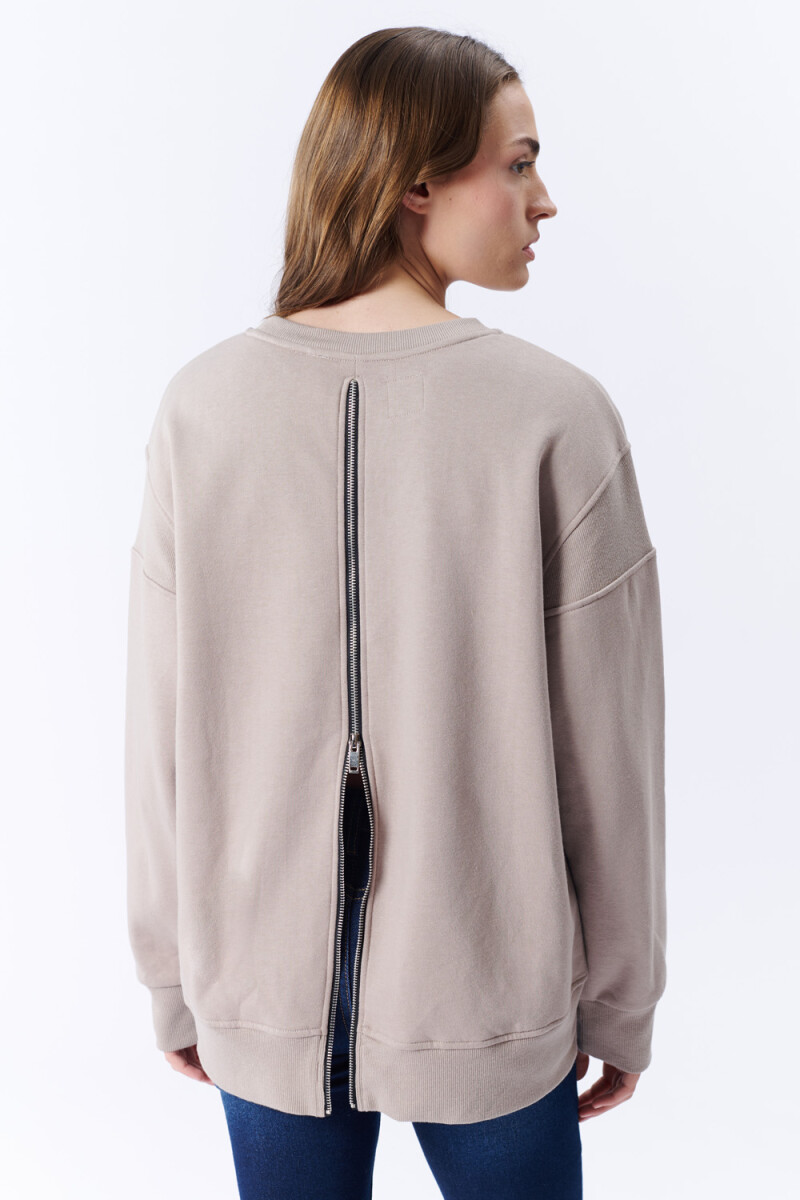Buzo oversize cierre Beige Grisáceo