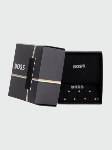 BOSS - Set de Regalo 2 Pares de Medias Negro Estampado