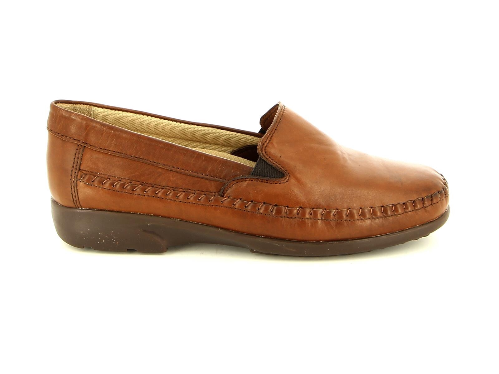 Mocasín Country de Mujer C/Elástico S/Oscura Napa - Cognac 