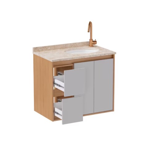 Mueble de baño Danubio Suspendido 80 cm mesada granito con lavatorio incorporado Mueble De Baño Danubio Suspendido 80 Cm Mesada Granito Con Lavatorio Incorporado