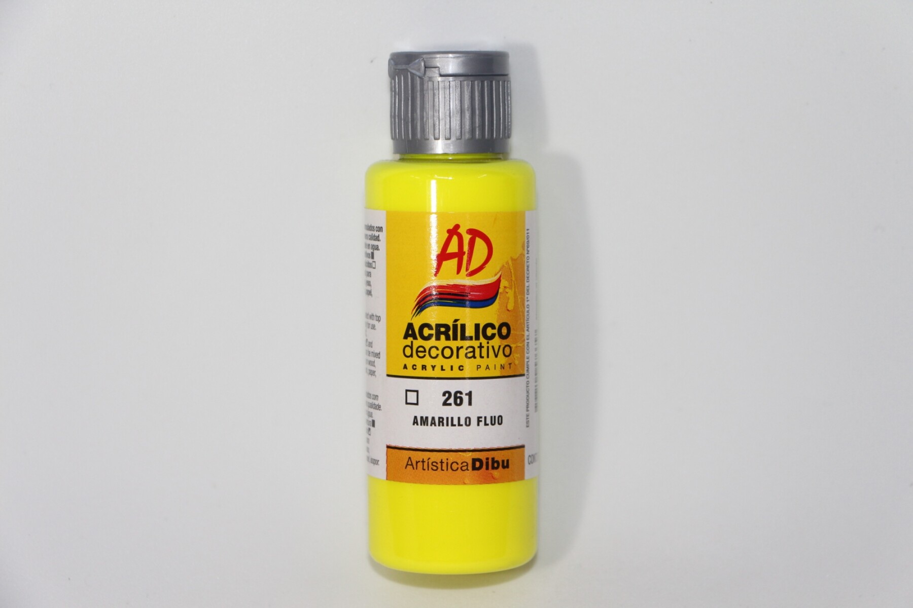 PINTURA ACRILICA ARTISTICA DIBU 60 ML. DIFERENTES COLORES - COLOR AMARILLO FLUO 261 