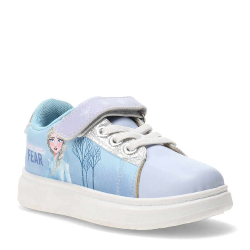 Championes Infantiles Disney Frozen Plataforma Velcro Lila - Celeste - Plateado