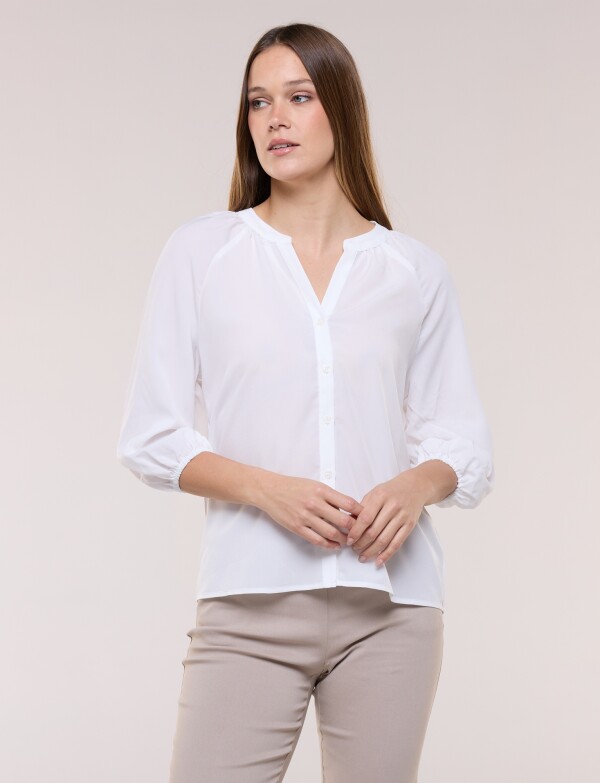 Blusa De Gasa Con Manga Abullonada CRUDO