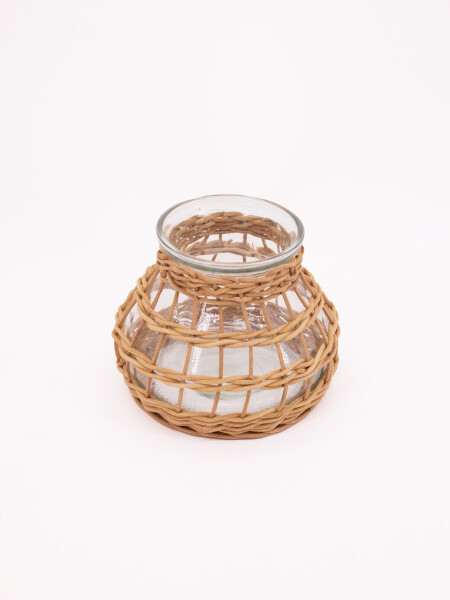 FANALES VIDRIO Y RATAN NATURAL