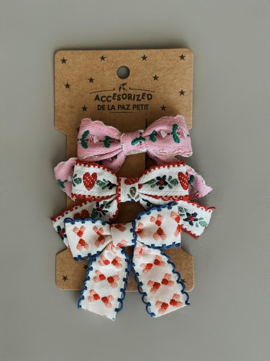 Broches - Pack Moñas Con Pinza X 3 Estampadas 