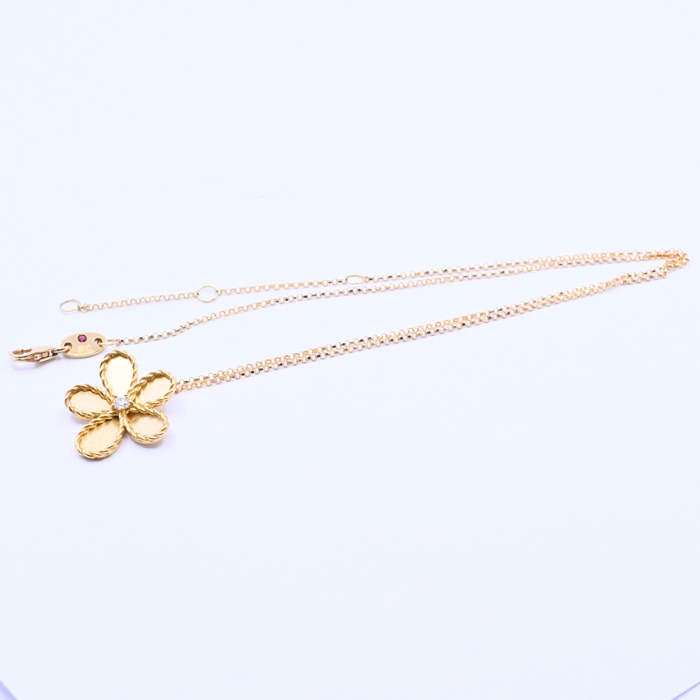 Roberto Coin cadena y dije con brillante oro 18k amarillo con estuche original. Roberto Coin cadena y dije con brillante oro 18k amarillo con estuche original.