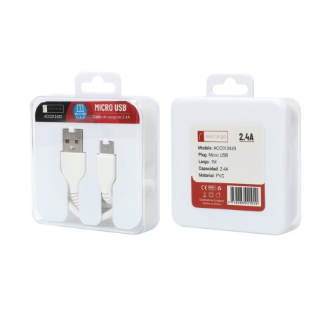 Cable De Datos Roca To Go Usb A A Microusb 100Cm 2.4A Ub BLANCO