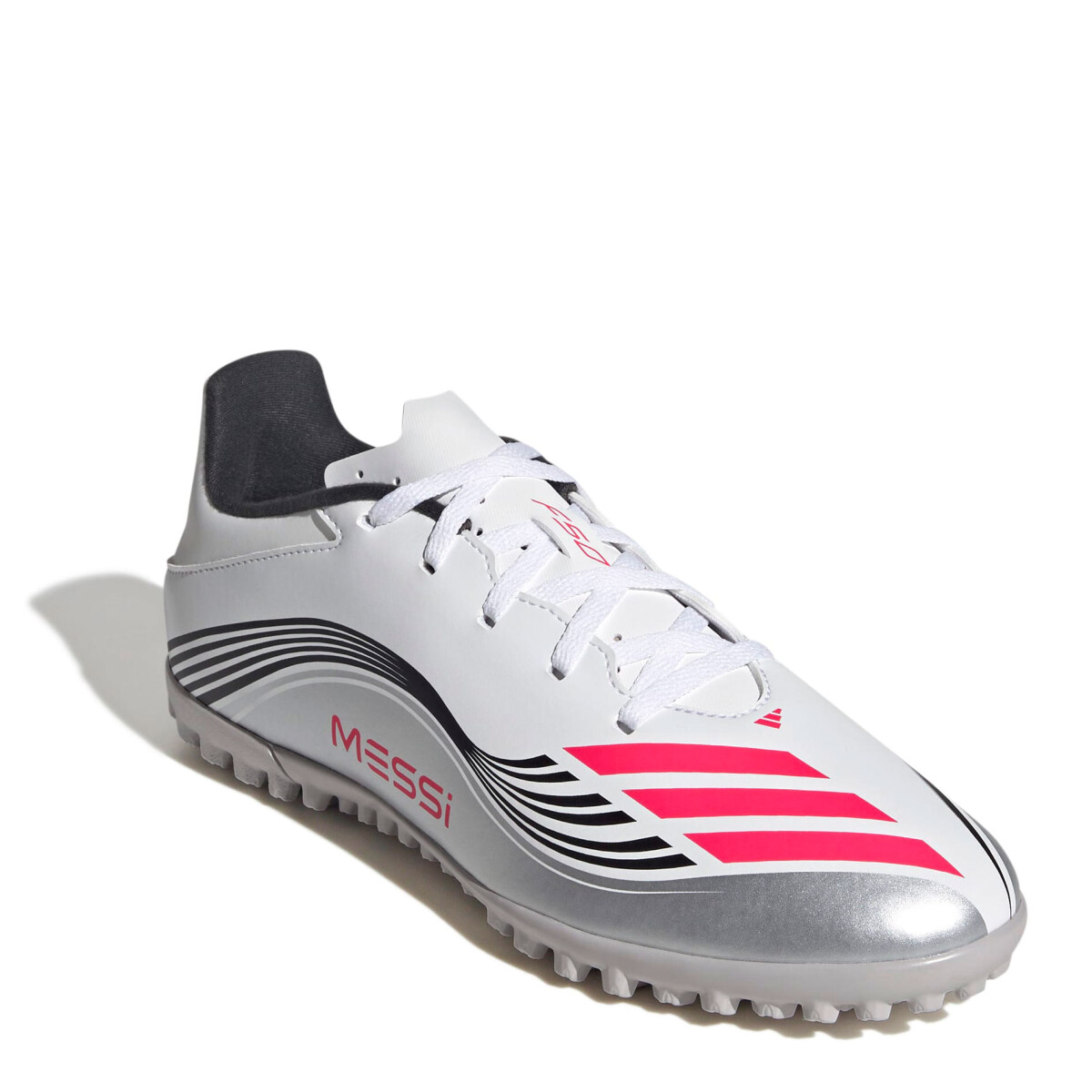 Championes de Fútbol 5 Unisex Adidas F50 Messi Club TF - Blanco - Rojo - Negro - Plateado 
