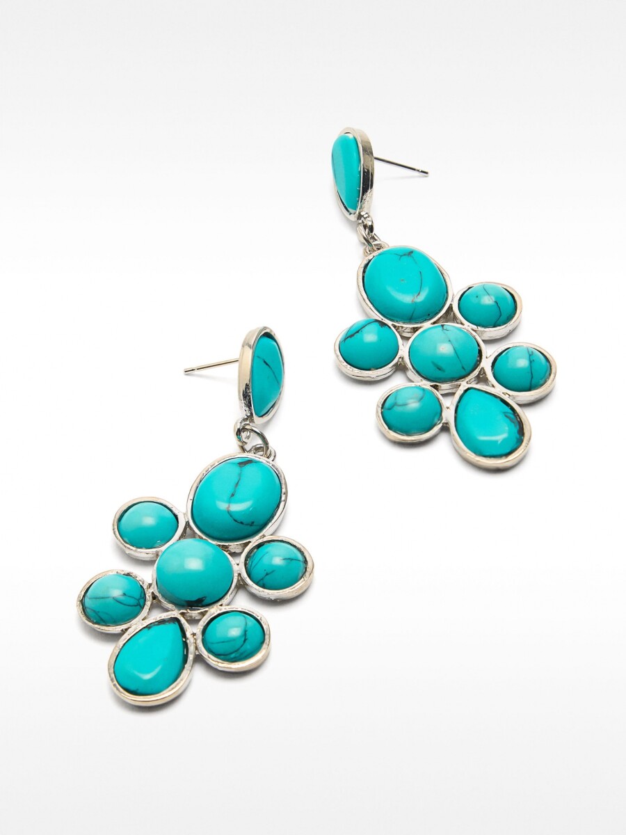 Pendientes Largos Con Piedras azul
