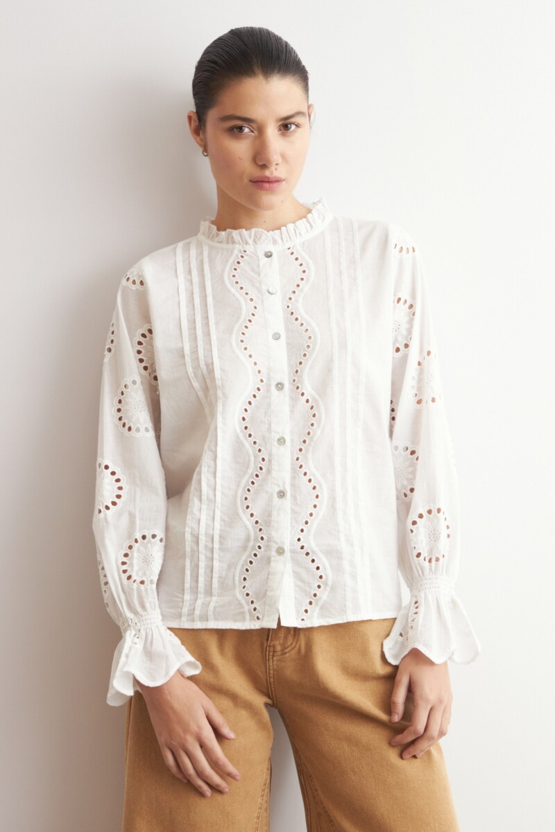 Camisa romántica blanco
