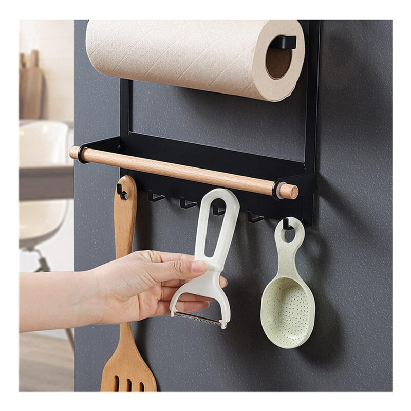 Estante Organizador Imantado De Acero Para Heladera Negro