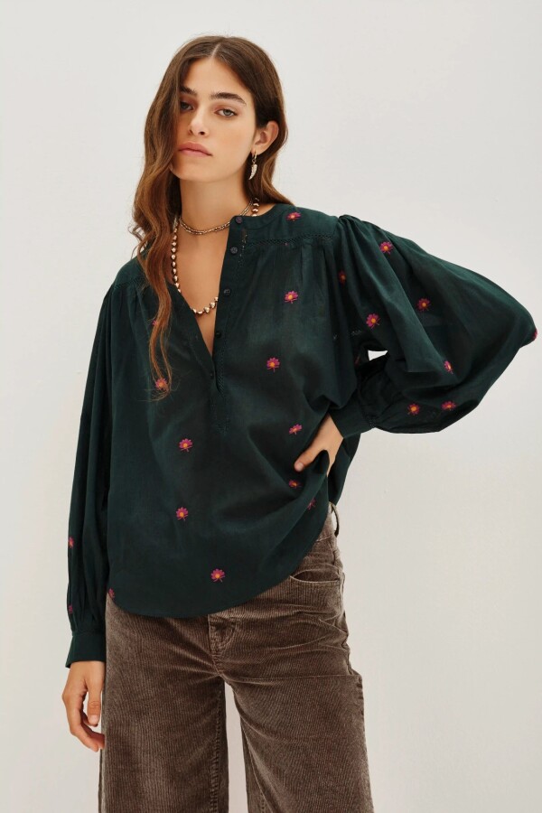 Camisa Maru Embro Verde