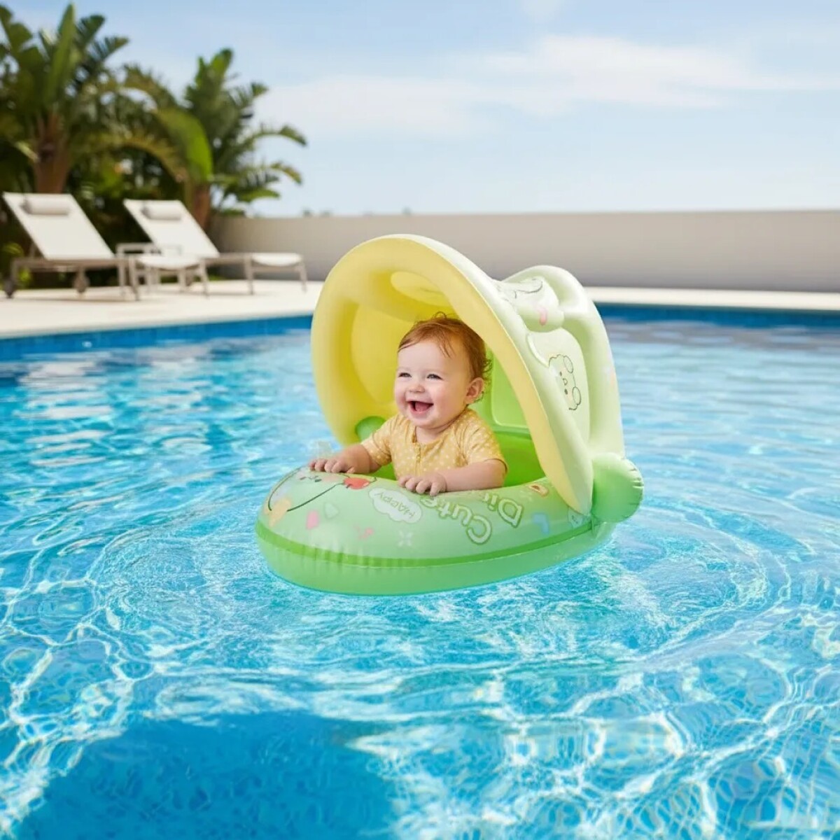 Flotador bebe con techo sport - verde 