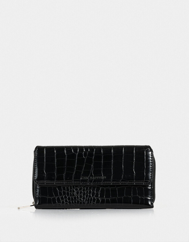 Ficheros Billetera Cuerina Croco - Negro