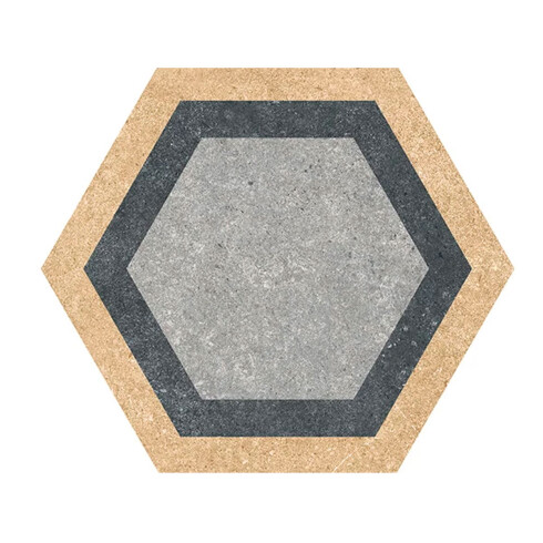 Porcelanato Hexagonal Beige Gris Mate 22X25Cm Piso Pared GAMAS DE BEIGE