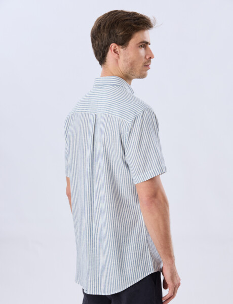 CAMISA RAYADA DE LINO Denim