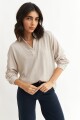 Blusa manga ranglán BEIGE