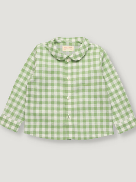 Camisa bebe de lino con estampado vichy Camisa bebe de lino con estampado vichy