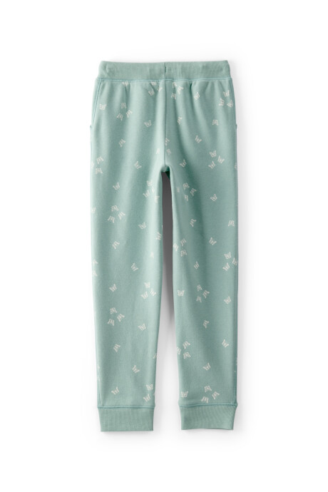 Pantalón de algodón, verde, diseño mariposas Sin color
